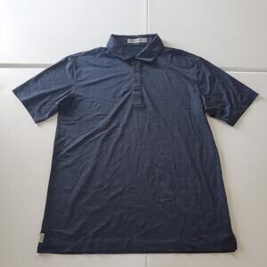 Cariloha Polo Shirt Mens XL Navy Blue Jacquard Bamboo Soft Casual Golf Top